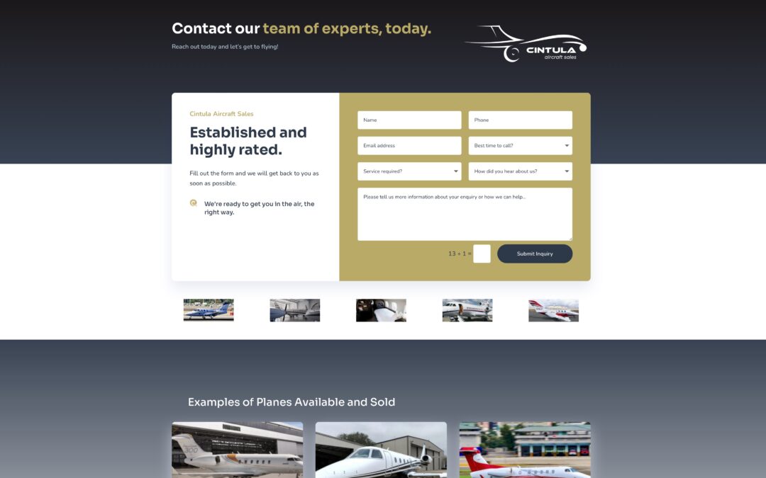 Cintula Aircraft Sales – Spring Hill, Florida – Website Design Project